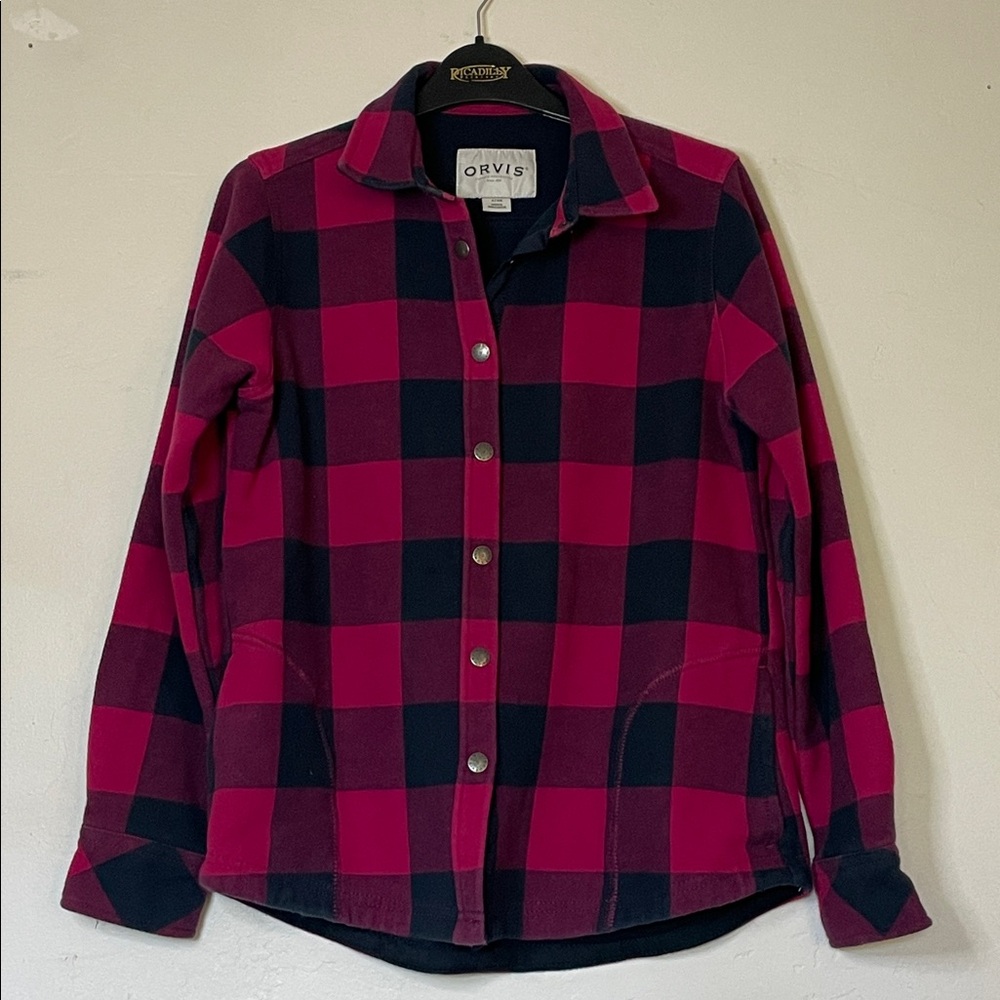 Orvis Classic Collection Woman's Fleece Lined Red Black Shirt Jacket Sz Small/CH